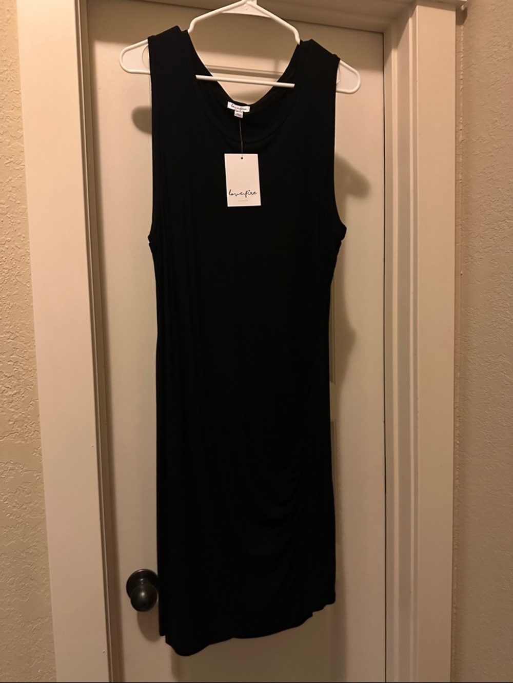 Love, Fire Black Sleeveless Midi Dress with Scoop Neck